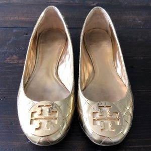 Gold Quilted Tory Burch Flats